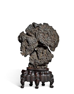 View 1 of Lot 35: A 'Lingbi' scholar's rock, Ming - Qing dynasty | 明至清 靈璧石供