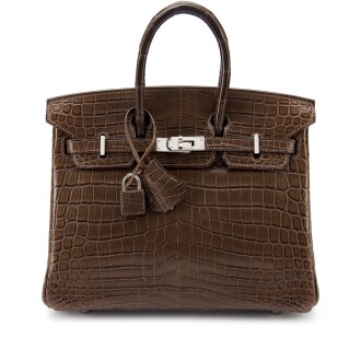 View 1 of Lot 7822: Gris Elephant Matte Niloticus Crocodile Birkin 25 Palladium Hardware, 2008