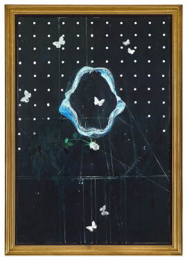 View 1 of Lot 383: Shark's Jaw with White Rose and Butterflies