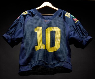 View 1 of Lot 29: Tom Brady University of Michigan Game Worn Jersey | 1999 CompUSA Florida Citrus Bowl | Matched to Two Games | Brady's First Bowl Victory As Starting Quarterback