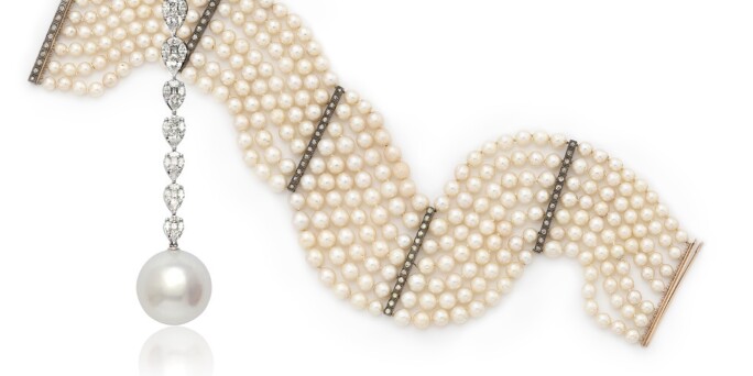 Autore White Gold, Diamond and Cultured Pearl Necklace, Cultured pearl and diamond necklace