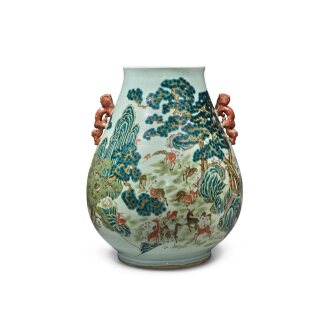 View 1 of Lot 80: A famille-rose 'hundred deers' vase, 19th / 20th century | 十九 / 二十世紀 粉彩百鹿尊