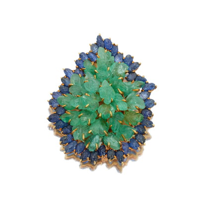 Catalog image of Emerald and Sapphire Clip-Brooch