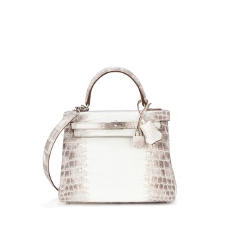 View 1 of Lot 1001: Blanc Matte Himalaya Niloticus Crocodile Kelly 25 Retourné Palladium Hardware, 2022