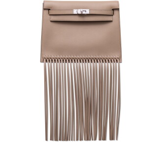 View 1 of Lot 1323: Limited Edition Beige Marfa Swift Fringe Kelly Danse II Palladium Hardware, 2023