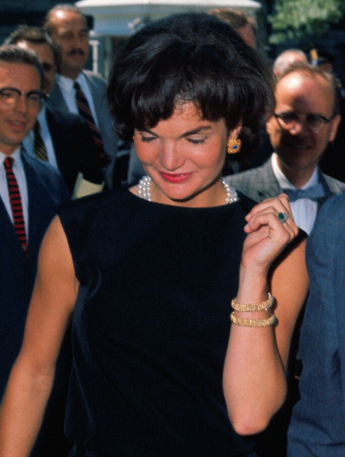 Jacqueline Kennedy during a visit from Prince Rainier and Princess Grace, 1961.
