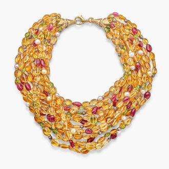 View 1 of Lot 1607: Coloured Stone, Cultured Pearl and Diamond Necklace | 寶格麗 | 寶石 配  養殖珍珠 及 鑽石 項鏈 