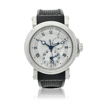 Catalog image of Reference 5857 Marine A stainless steel automatic dual time wristwatch with dat…