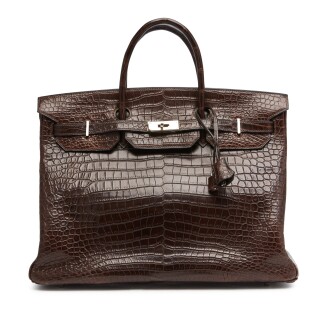 View 1 of Lot 379: Havane Birkin 40cm in Matte Porosus Crocodile with Palladium Hardware, 2007