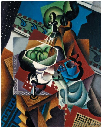 Catalog image of nature morte: cartes à jouer, tasse à café et pommes