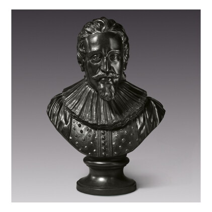 Catalog image of a wedgwood and bentley very large black basalt bust of the dutch jurist hugo gr…