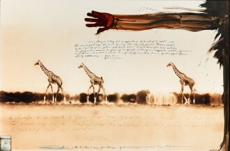 View 1 of Lot 16: Giraffes in Mirage on the Taru Desert, Kenya, 1960