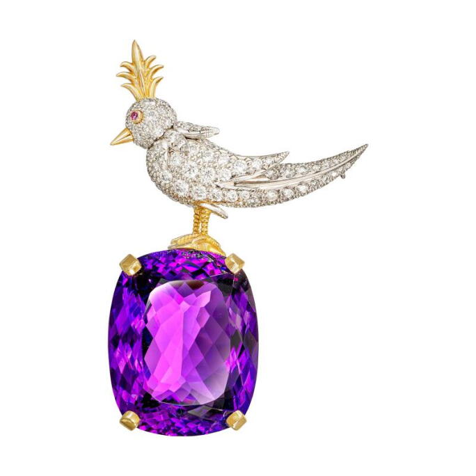 Tiffany Bird on a Rock Brooch