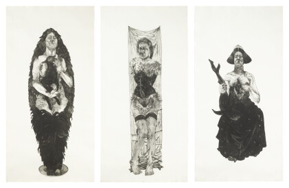 Catalog image of diane victor | minder, mater, martyr (triptych)