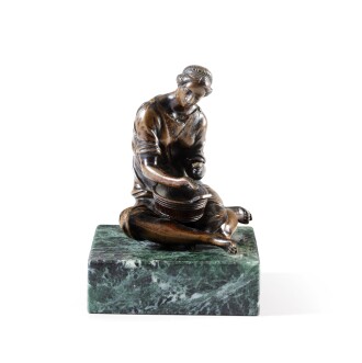 View 1 of Lot 125: Peasant woman milking a cow