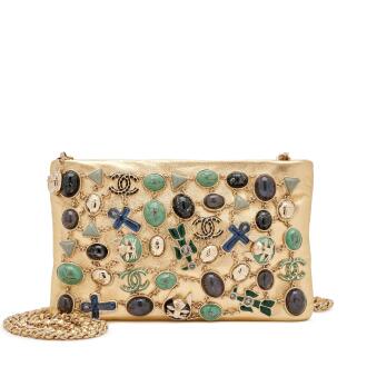 View 1 of Lot 97: Gold Metiers D'Art Paris-NY Embellished Lambskin Evening Bag Gold Hardware, 2019