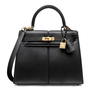 View 1 of Lot 1073: Limited Edition Black  Swift Padded Sellier Kelly 25 Gold Hardware, 2022