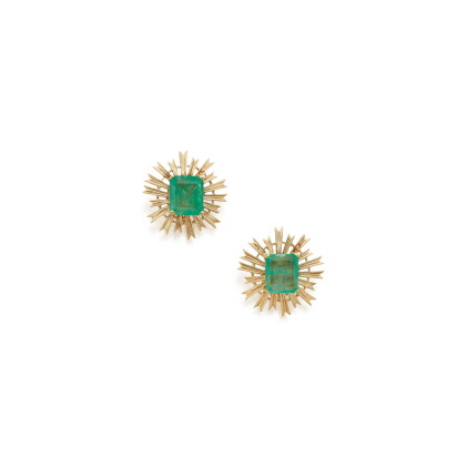Catalog image of pair of gold and emerald earclips, seaman schepps