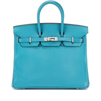 View 1 of Lot 558: Turquoise Chèvre Birkin 25 Palladium Hardware, 2006