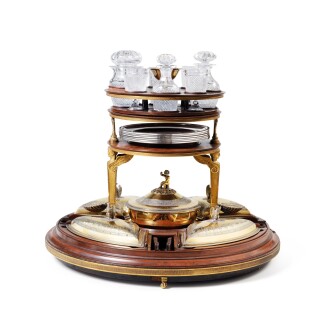 View 1 of Lot 18: An important French lunch set, mahogany, silver-gilt and gilt-bronze, Martin-Guillaume Biennais, Paris, 1804-1809 | Important déjeuner tournant en acajou, vermeil et bronze doré par Martin-Guillaume Biennais, Paris, 1804-1809
