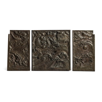 View 1 of Lot 402: Japanese Dragon: Three Fireplace Panels