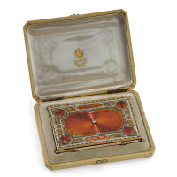621. a fabergé jewelled vari-coloured gold and guilloché enamel