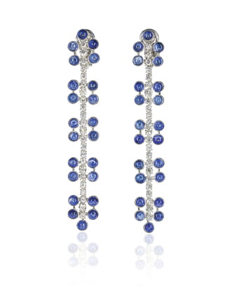 Catalog image of pair of sapphire and diamond pendent earrings, michele della valle
