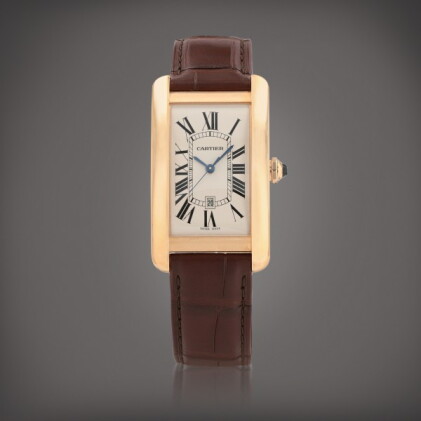 Catalog image of Tank Américaine 'Jumbo', reference 2505 Montre bracelet en or rose avec date | …