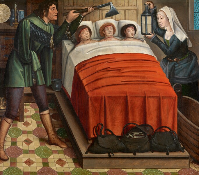 The Evil Butcher, from the Altarpiece of St. Nicholas, c.1486-93 (oil on panel)