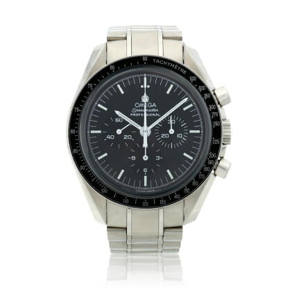 Catalog image of Reference 3573.50.00 Speedmaster, A stainless steel chronograph wristwatch with…