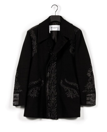 Catalog image of Rive Gauche Black Cotton Coat, circa 2000 | Veste en coton noir brodée de passe…