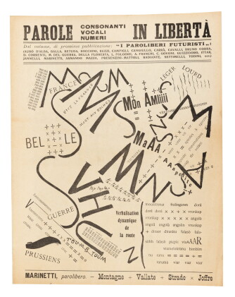 Catalog image of Parole, Consonanti, Vocali, Numeri in Libertà. 11 février 1915. Rare copy of th…