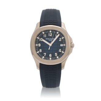 View 1 of Lot 10: Aquanaut, Ref. 5168G-001  White gold wristwatch with date and rubber strap  Circa 2018