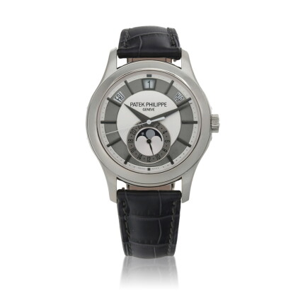Catalog image of Ref. 5205G-001 White gold annual calendar wristwatch with moon phases and 24-ho…
