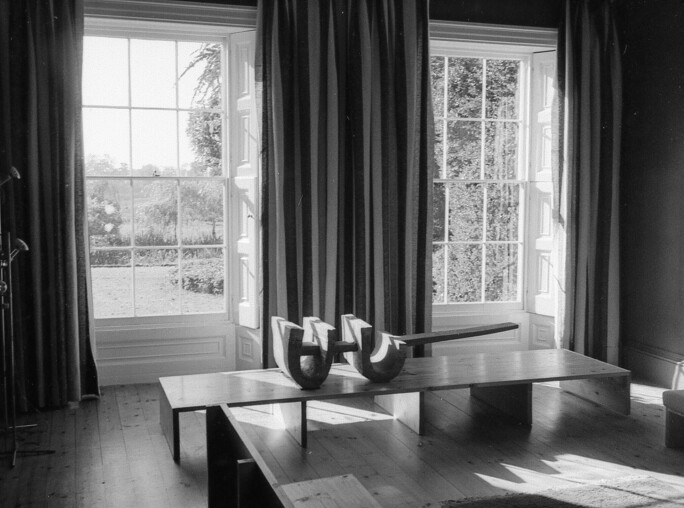 A larger version of Two Troughs & Flat Bar II in situ at Stowe Hill, Clarke’s Suffolk home