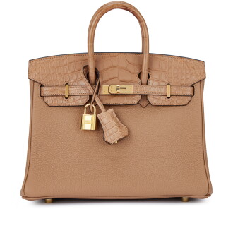 View 1 of Lot 1515: Chai Matte Mississippiensis Alligator and Togo Touch Birkin 25 Gold Hardware, 2023