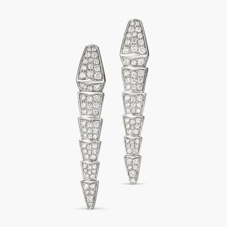 View 1 of Lot 1723:  Pair of Diamond 'Serpenti Viper' Pendent Earrings | 寶格麗 | 鑽石 'Serpenti Viper' 耳墜一對