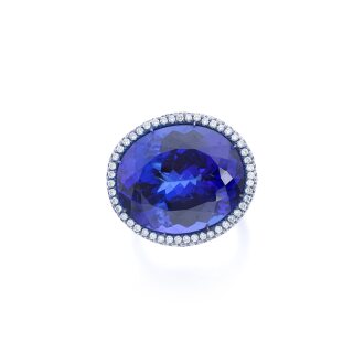 View 1 of Lot 817: Tanzanite and diamond ring