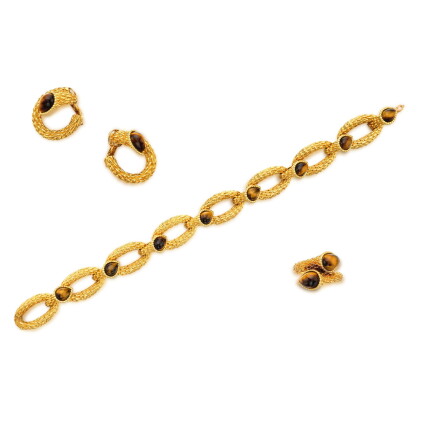 Catalog image of Suite of Gold and Tiger's Eye 'Serpent Bohème' Jewels, France