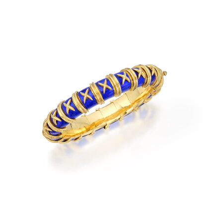 Catalog image of Gold and Enamel 'Croisillon' Bangle-Bracelet