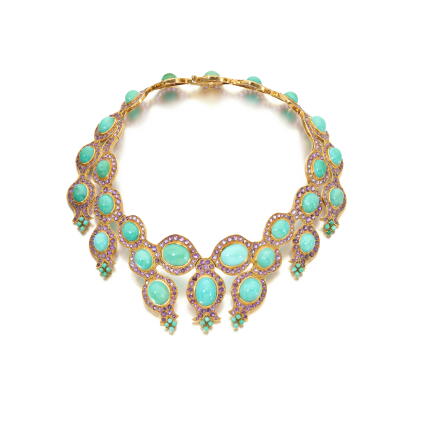 Catalog image of Turquoise and amethyst necklace, 'Algues', circa 1965