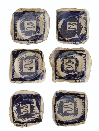 Catalog image of pierre alechinsky | six volcanoes plates [six assiettes volcanoes]