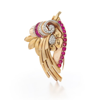 Catalog image of Boucheron, ruby and diamond brooch, (Boucheron, spilla in rubini e diamanti)