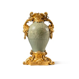View 1 of Lot 48: A gilt-bronze mounted Chinese celadon porcelain vase, the porcelain Ming dynasty, 14th century, the mounts Louis XV, circa 1760-1770, attributed to Jean-Claude Duplessis