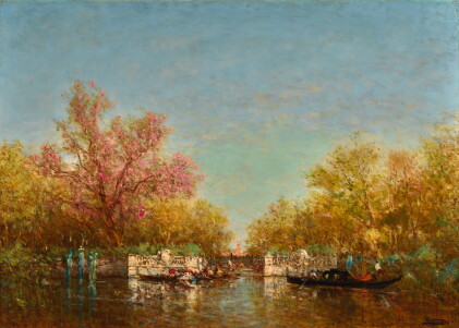 Catalog image of félix ziem | gondoles devant les jardins français, venise