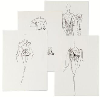 View 1 of Lot 12: Four original sketches for fashion, circa 1990 / 2000  |Quatre croquis de mode originaux, des années 1990 / 2000