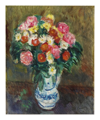 Catalog image of charles camoin | bouquet au pichet blanc et bleu