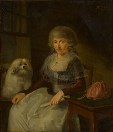 Catalog image of Elderly woman with her dog
