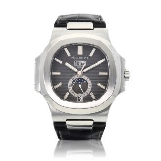View 1 of Lot 8002: Patek Philippe | Nautilus, Reference 5726, A stainless steel annual calendar wristwatch with moon phases and 24 hours indication, Circa 2011 | 百達翡麗 | Nautilus 型號5726 精鋼年曆腕錶，備月相及24小時顯示，約2011年製