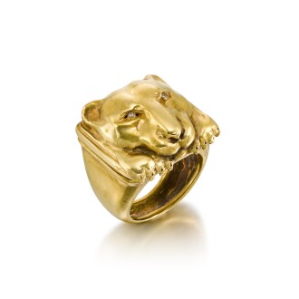 View 1 of Lot 218: Lion Mask Locket Ring